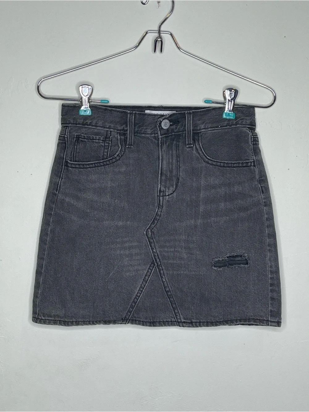 Old Navy Girls L 10–12 Washed Black Distressed Denim Mini Skirt